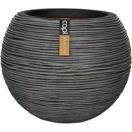 Capi Europe Vase Bulb Rib NL anthracite Ø40 x H32 cm 27L Ground Capi Europe Plastic Ø 40 cm | Huisbest.nl