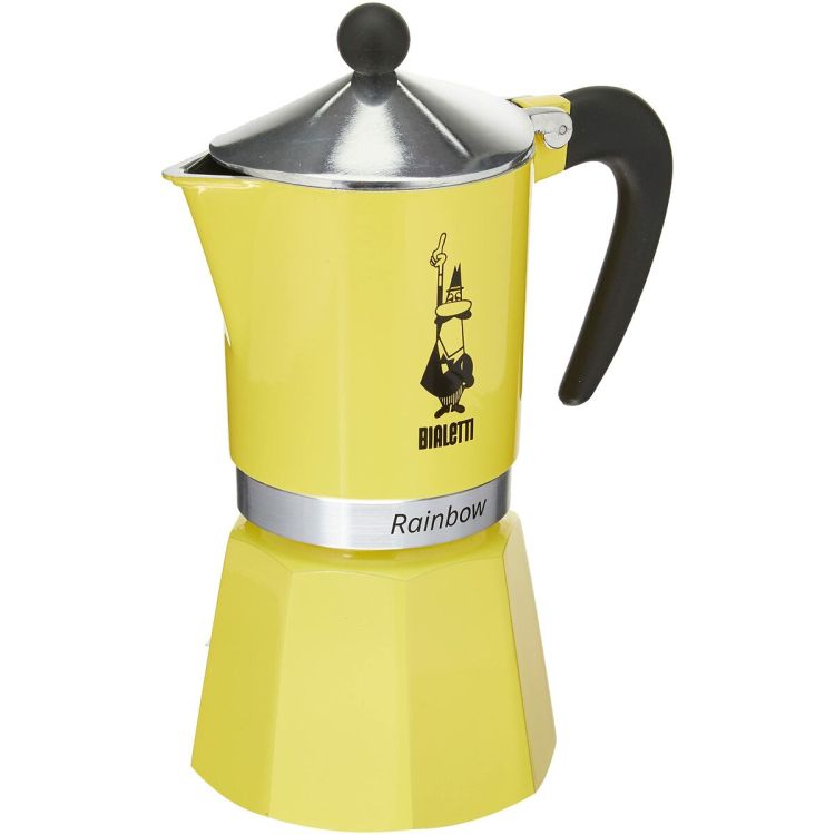 Italian Coffee Pot Bialetti Rainbow Yellow Jaune Metal 6 Cups | Huisbest.nl