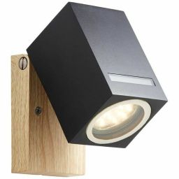 Brilliant Galeni 96375/76 buiten wandspot zwart/naturel IP44 GU10