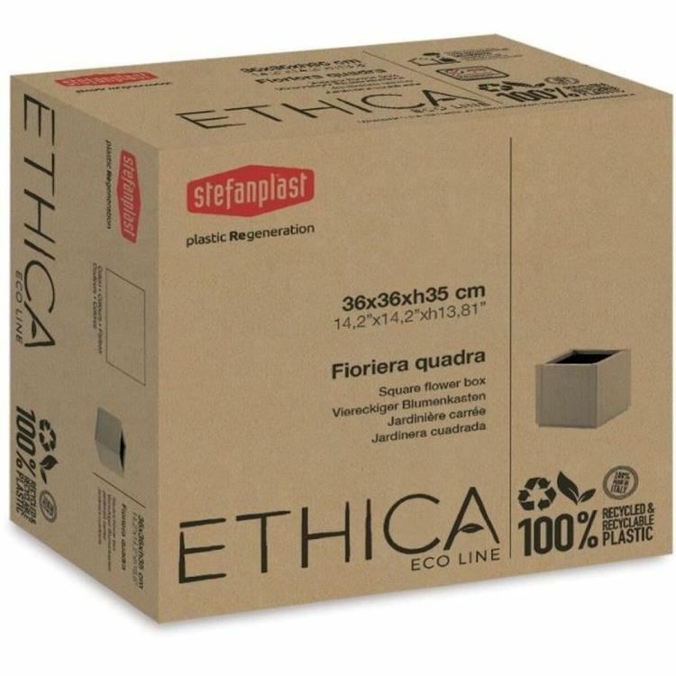 Stefanplast Ethica plantenbak 38L vierkant wit
