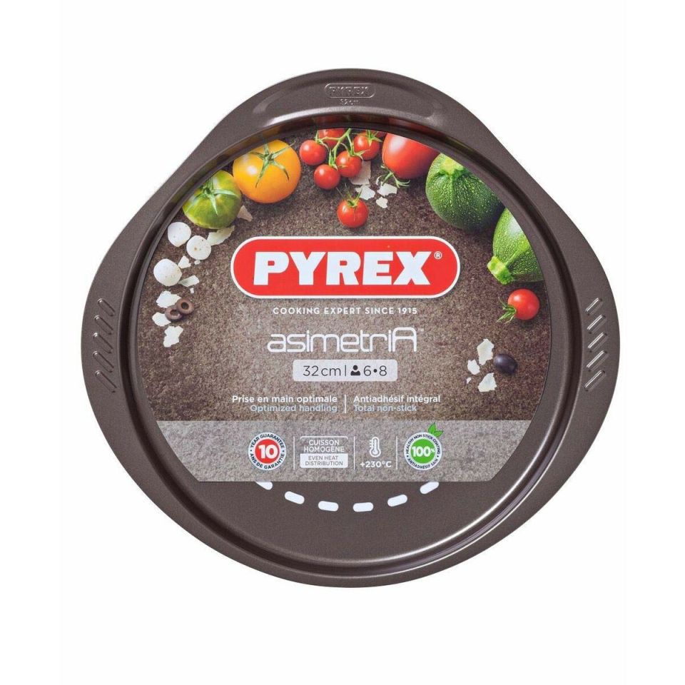 Pyrex asimetriA pizza plate 32 cm PFAS-free easy-grip