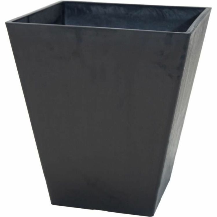 Bloempot Mega Collections Ecostone Square Zwart noir Plastic Gerecycled 42 x 46 x 42 cm 43 x 43 x 74 cm 41 x 45 cm | Huisbest.nl