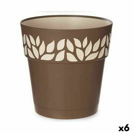 Zelfwaterende bloempot Stefanplast Cloe Bruin Plastic 25 x 25 x 25 cm (6 Stuks) | Huisbest.nl