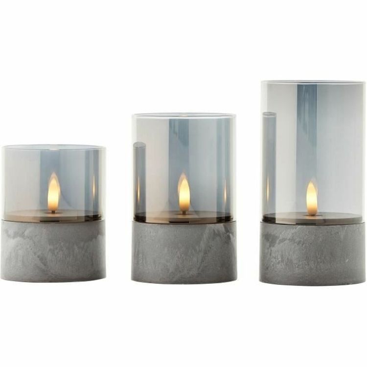 Brilliant Bougie G92635A93 LED kaarsenset 3 stuks grijs/rookglas IP44