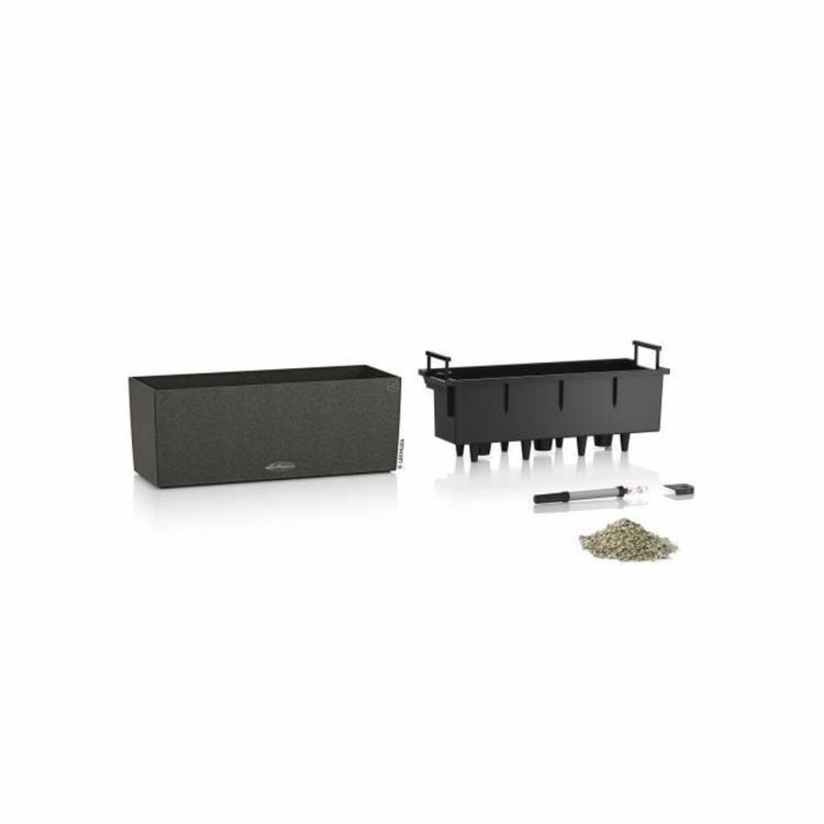 Lechuza Balconera Stone 50 balkonbak zwart 8L set