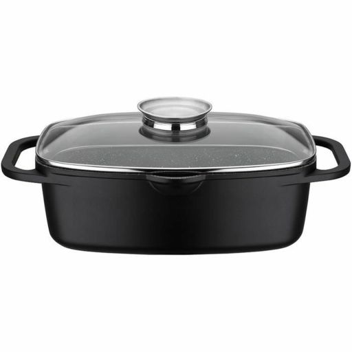 Baumalu 382983 rectangular casserole / roaster 33 x 21 cm black ceramic Pan with Lid Baumalu Black Ceramic | Huisbest.nl