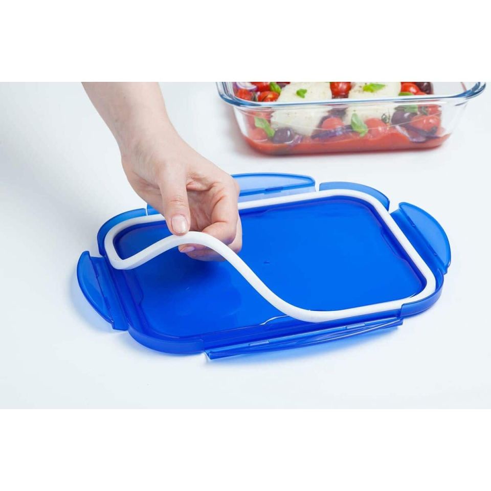 Food Storage Container Pyrex Blue Transparent Rectangular
