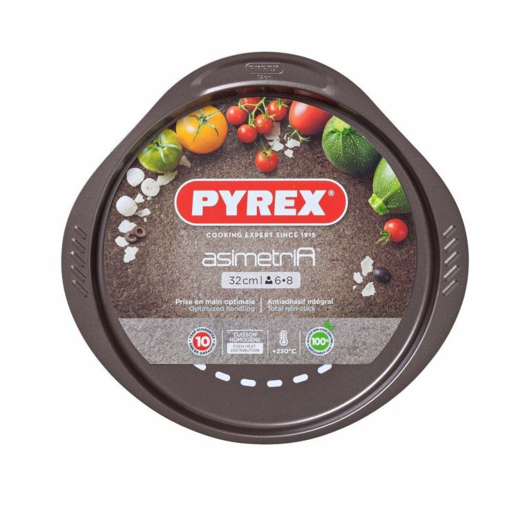 Pyrex asimetriA pizza plate 32 cm PFAS-free easy-grip