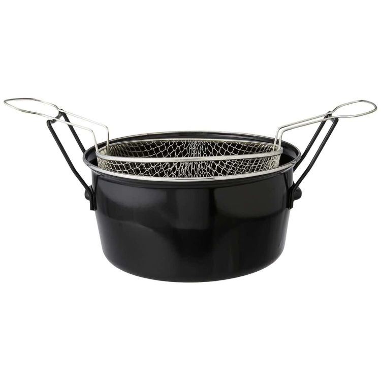 Baumalu Friteuse du Nord 28 cm zwart emaille met mand