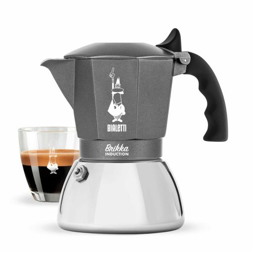 Bialetti Brikka Induction 4 kops koffiepot / moka pot Italiaanse Koffiepot Bialetti Brikka Zilverkleurig Aluminium | Huisbest.nl