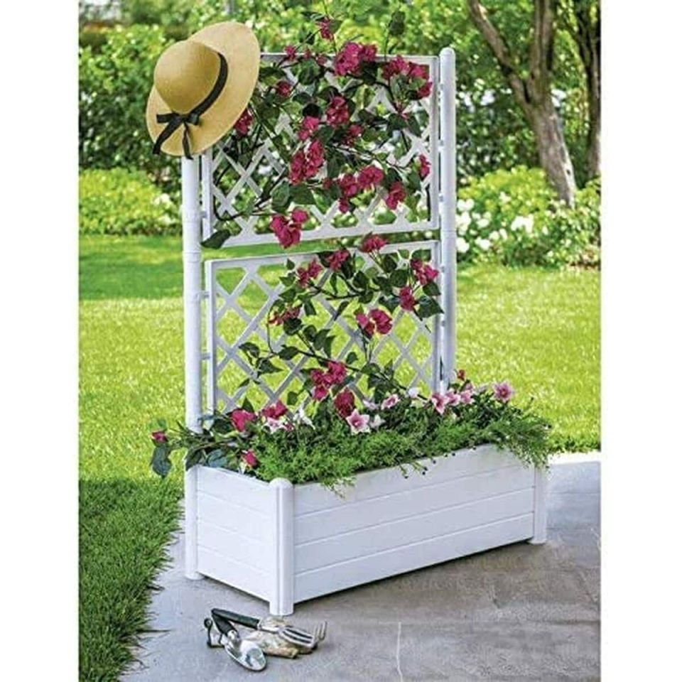 Stefanplast Italia plantenbak met trellis 80L wit 100 cm