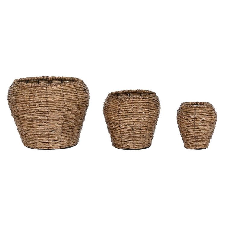 Plantenbakkenset Home ESPRIT Bruin Metaal Vezel 41 x 41 x 32 cm | Huisbest.nl