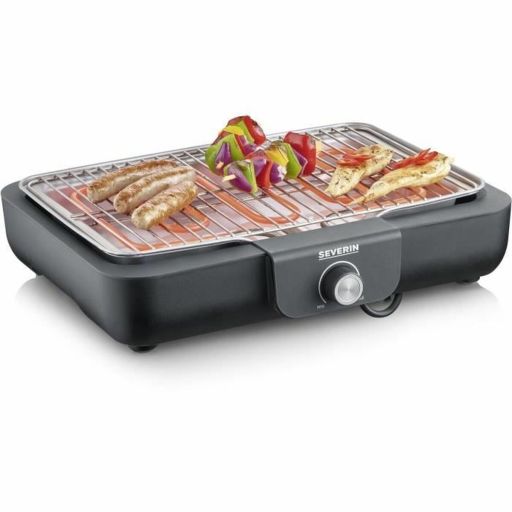 Severin PG 8554 elektrische tafelgrill 2300 W zwart Barbecue Draagbare Severin PG 8554 Roestvrij staal 29 x 37 cm | Huisbest.nl
