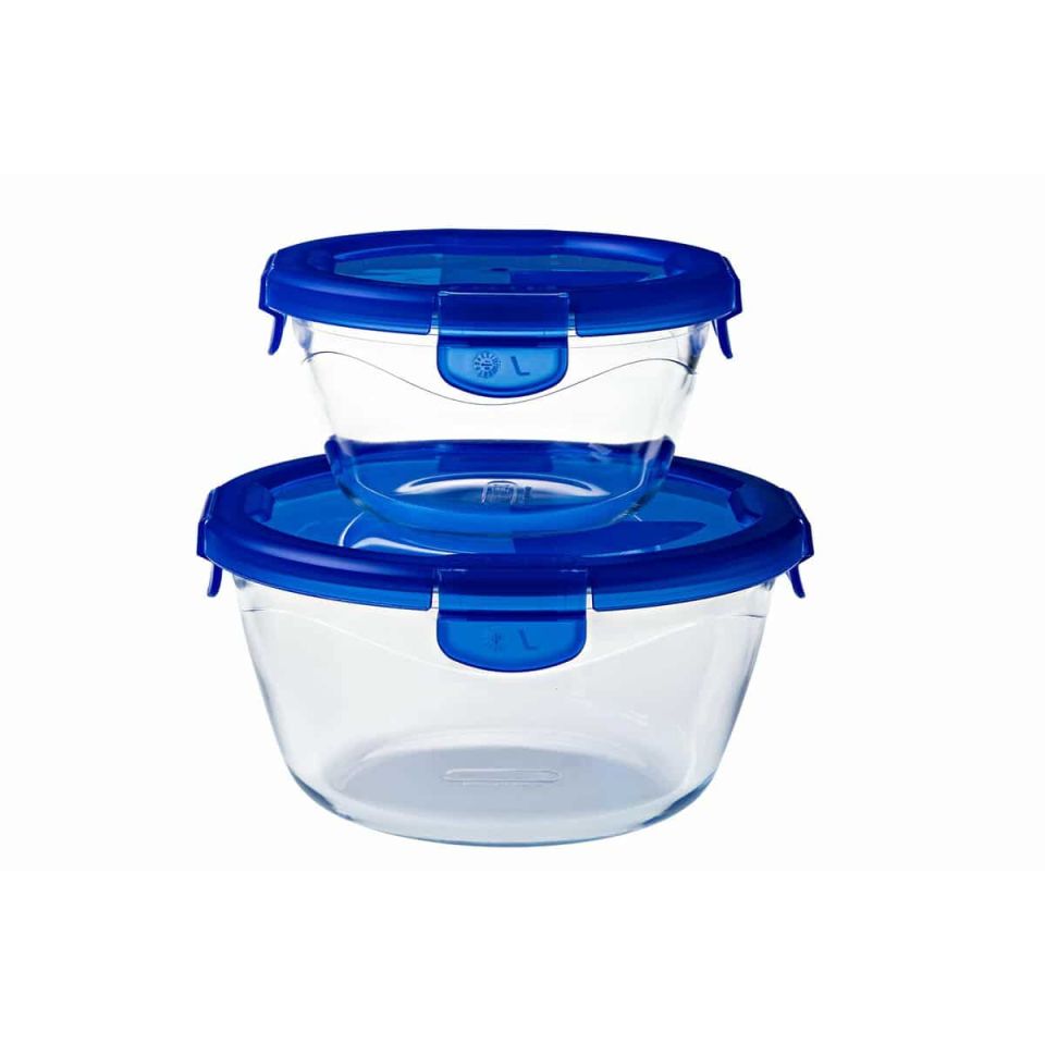 Voedselopslagcontainer Pyrex Blauw Transparant Rond 1,6 L (6 Onderdelen)