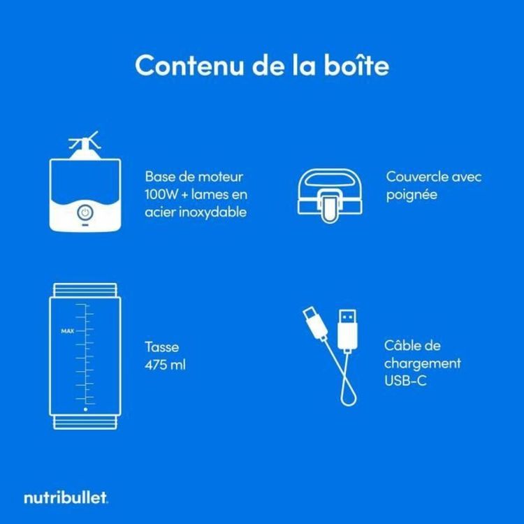 Nutribullet Portable roze blender 475 ml op accu