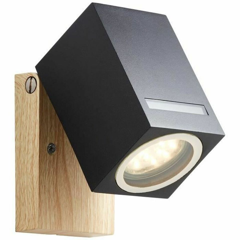 Brilliant Galeni 96375/76 buiten wandspot zwart/naturel IP44 GU10
