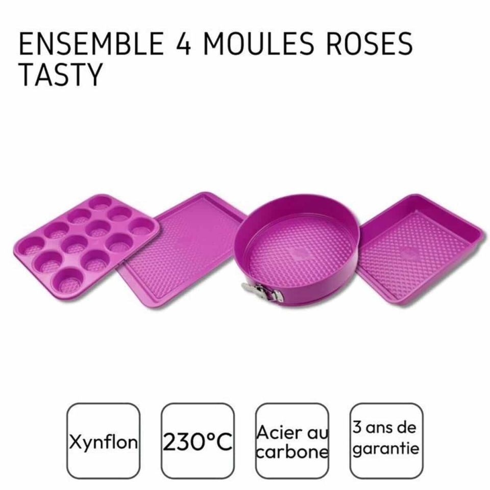 Fackelmann Tasty Pâtisserie baking mold set fuchsia 4-piece