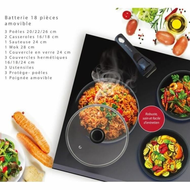 Art & Cuisine AC1824 pannenset 18-delig inductie met afneembaar handvat