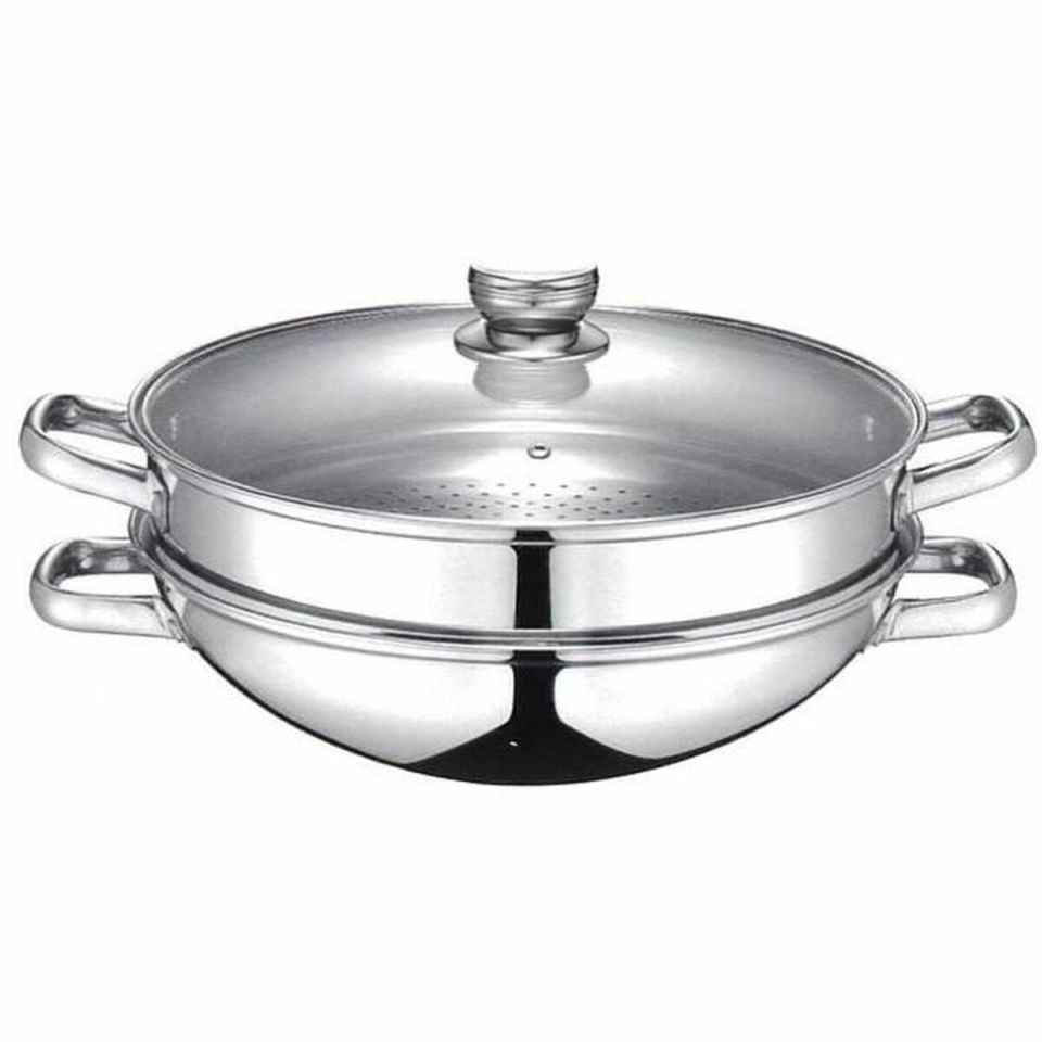 Baumalu wok- en stoompan 2-in-1 RVS 32 cm inductie