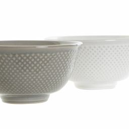 DKD Home Decor bowls set 2 pieces white/gray porcelain vintage 12.5 cm