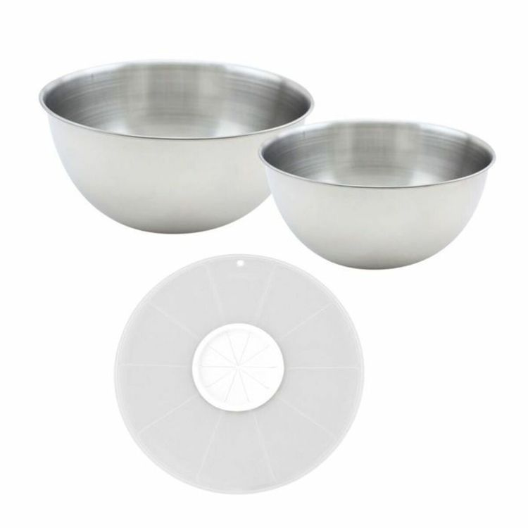Fackelmann Basic mixing bowls set with splash cover stainless steel