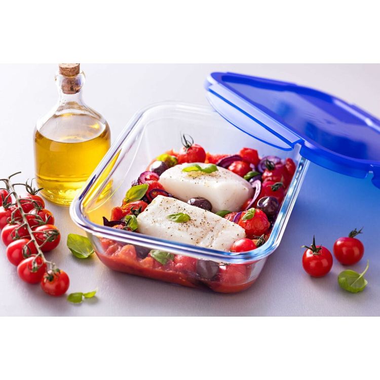 Voedselopslagcontainer Pyrex Blauw Transparant Rechthoekig