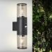 Brilliant Sergioro 96474/63 outdoor wall light black with motion sensor IP44 2xE27