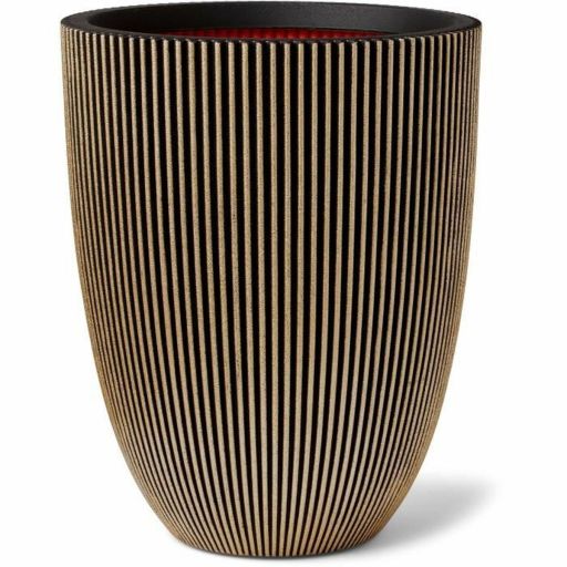 Capi Europe Vase Elegant Low Groove NL black/gold Ø46 x H58 cm 66L Founder Capi Europe Golden Plastic | Huisbest.nl