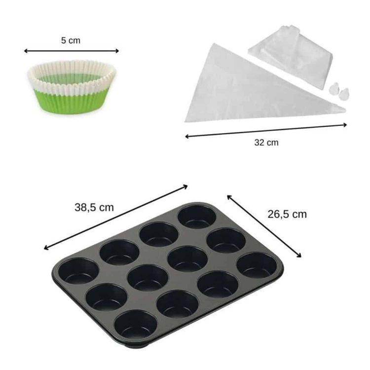 Zenker muffin baking set 3-piece with 12-mold and piping bag