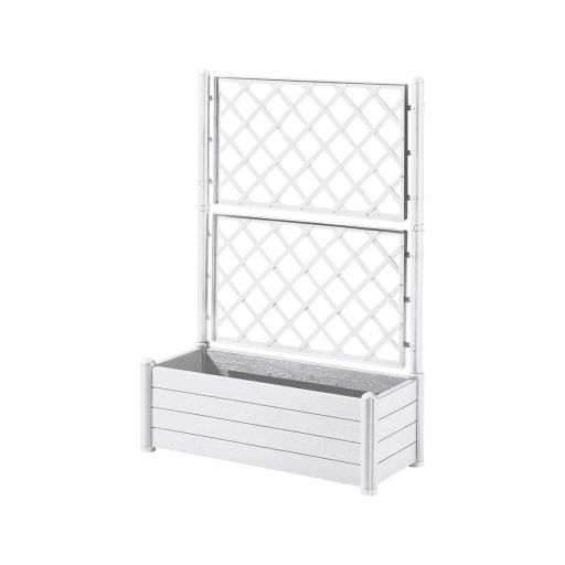 Stefanplast Italia plantenbak met trellis 80L wit 100 cm Grondlegger Stefanplast 100 x 43 x 142 cm Rechthoekig Wit | Huisbest.nl