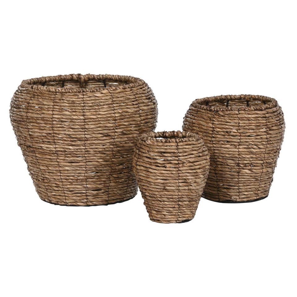 Home ESPRIT plantenbakkenset bruin metaal/vezel 41 x 41 x 32 cm