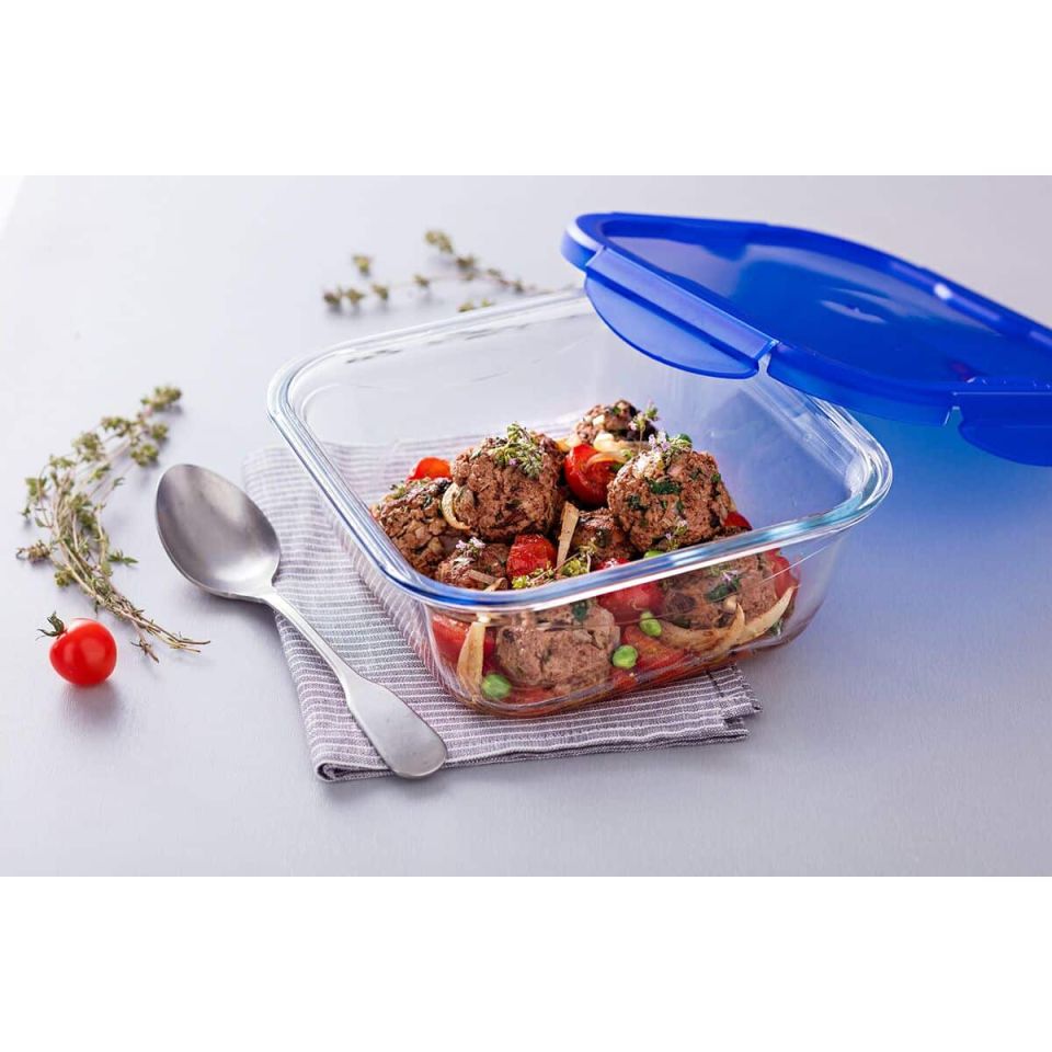 Voedselopslagcontainer Pyrex Blauw Transparant 800 ml (2 Stuks)