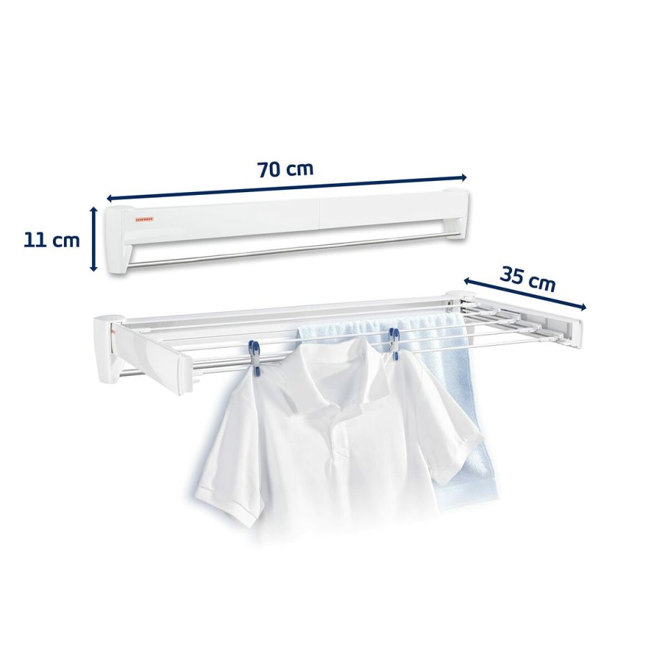 Leifheit Telegant 36 Protect Plus wall drying rack white