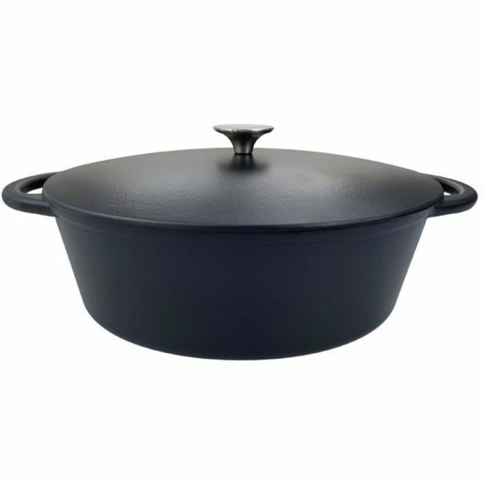 Baumalu 336408 ovale gietijzeren braadpan / cocotte 33 cm zwart mat 6L