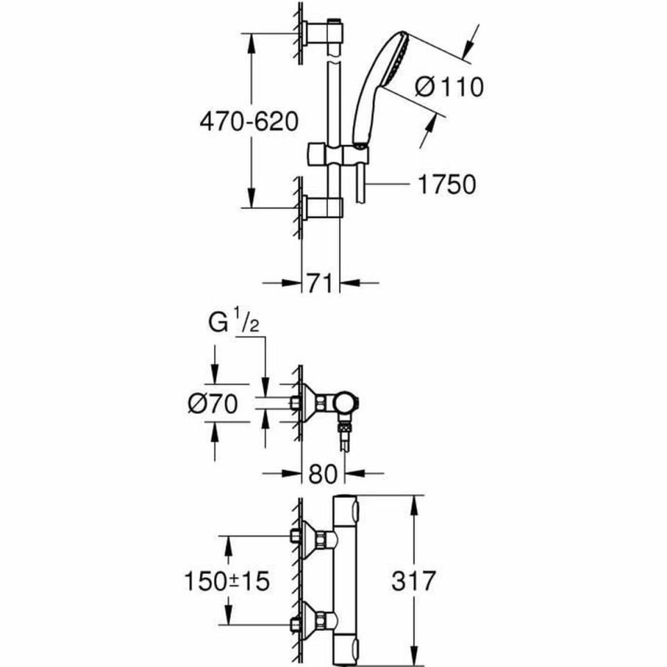 Grohe Precision Flow thermostaat douchekraan chroom