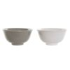 DKD Home Decor kommen set 2 stuks wit/grijs porselein vintage 12,5 cm
