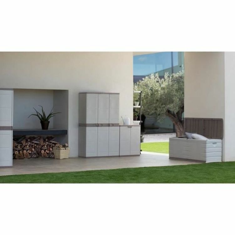 Plastiken Space Saver opbergkist 190L beige met wielen