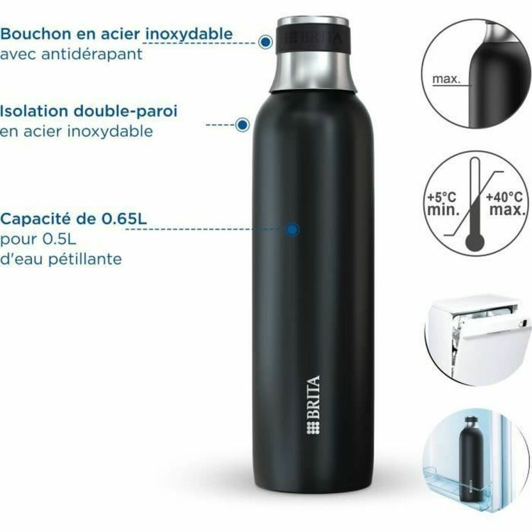 BRITA sodaTRIO stainless steel small thermos black 0.65L