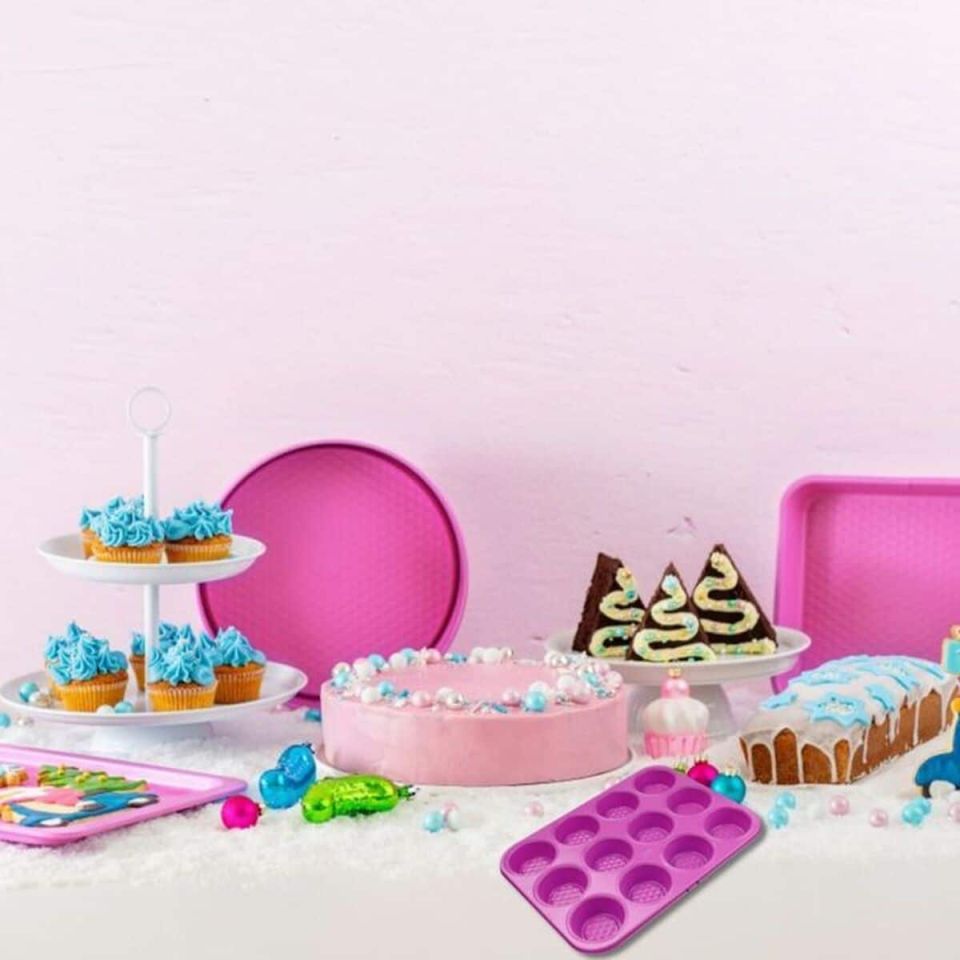 Fackelmann Tasty Pâtisserie baking mold set fuchsia 4-piece