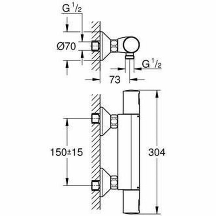 GROHE Precision Start thermostatic shower valve matte black