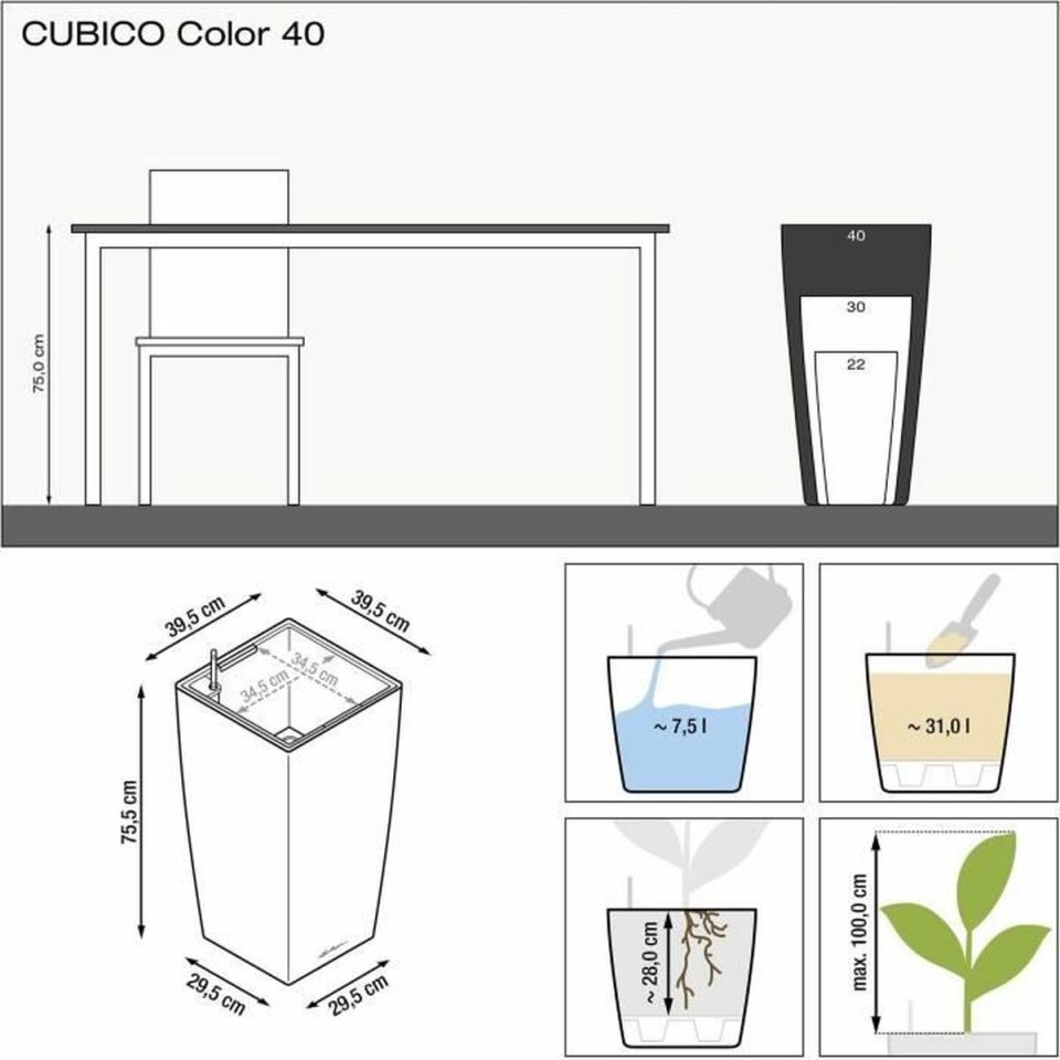 Lechuza CUBICO Color 40 plantenbak zandbruin 31L