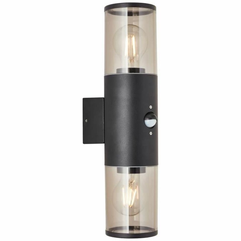 Brilliant Sergioro 96474/63 outdoor wall light black with motion sensor IP44 2xE27