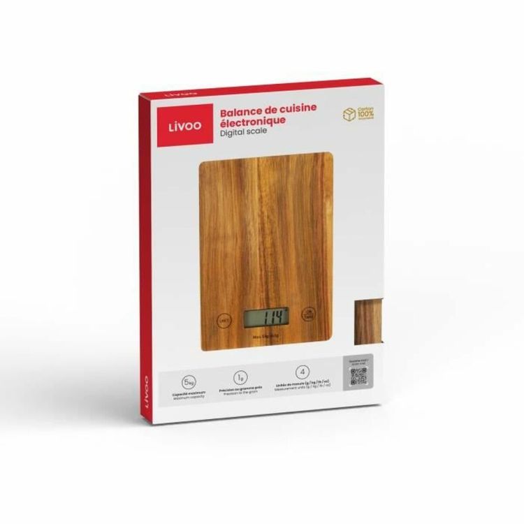 Livoo DOM492 keukenweegschaal acaciahout 5 kg digitaal