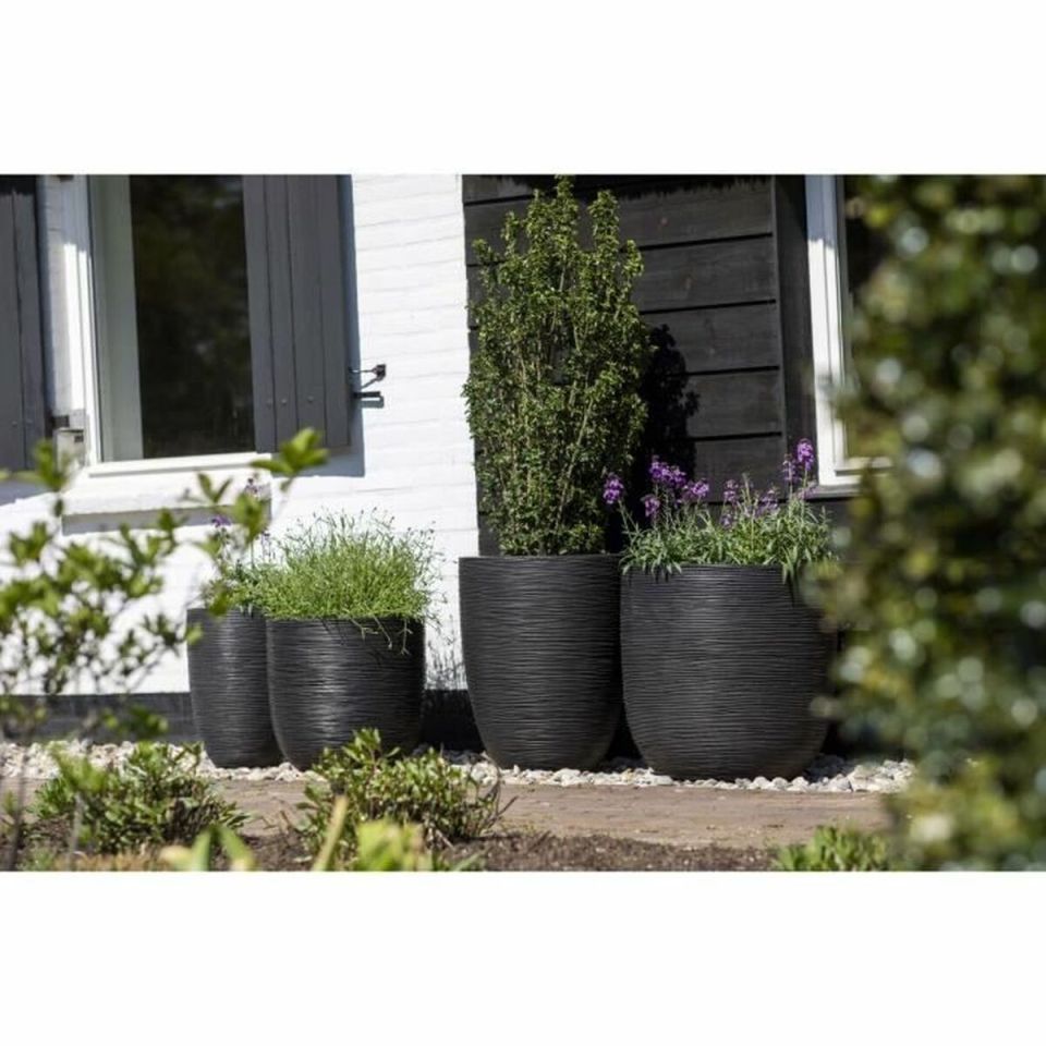 Capi Europe Pot Bulb Rib NL black Ø43 x H41 cm
