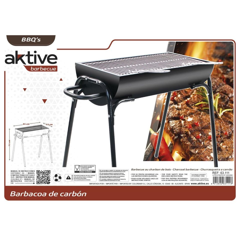 Aktive 63111 houtskoolbarbecue 91 cm met handvatten