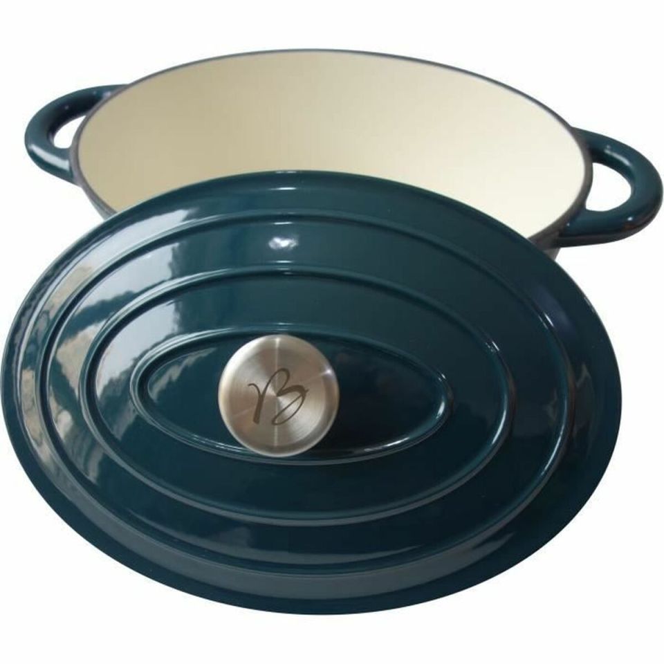 Baumalu oval casserole 30 cm enameled cast iron blue green