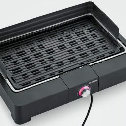 Severin PG8567 Elektrische Grillplaat 2200 W | RVS Zwart
