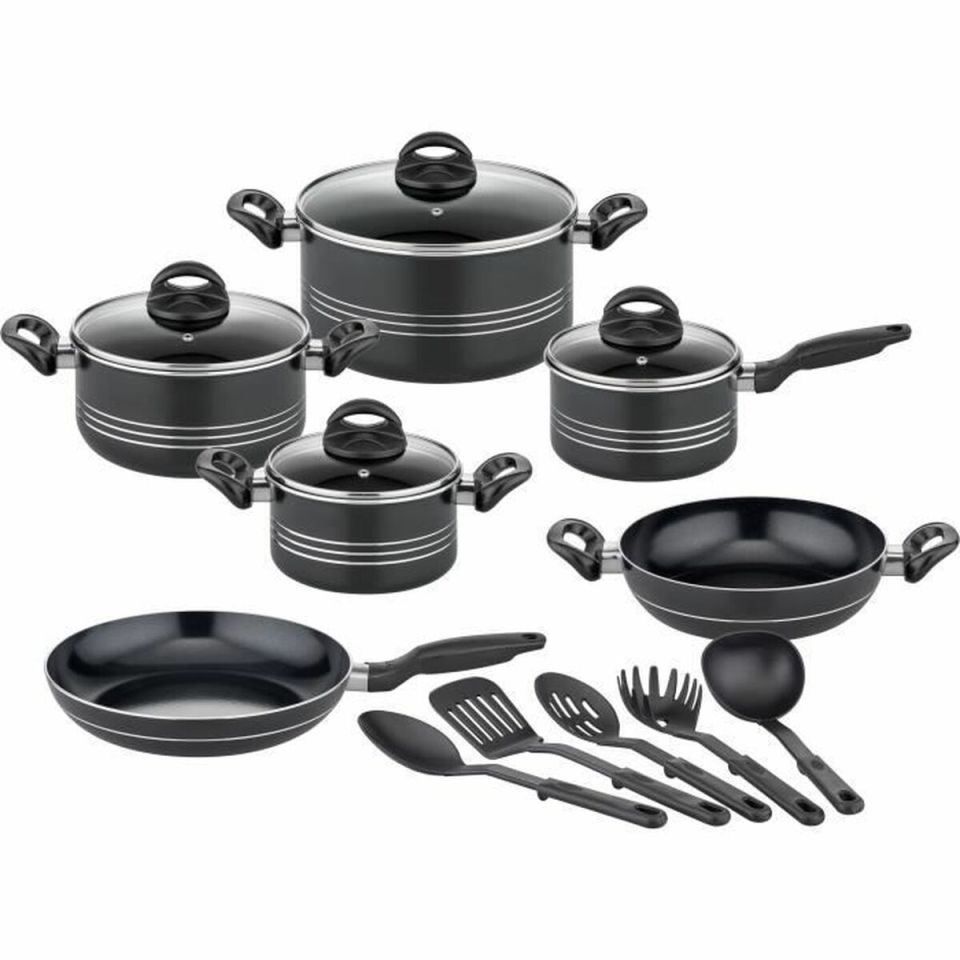 GSW Milano Nero inductie pannenset zwart 15-delig