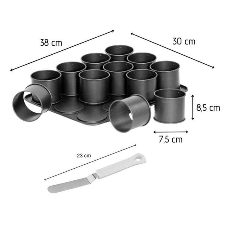 Zenker baking tray 12 mini cakes + icing spatula 38×30 cm