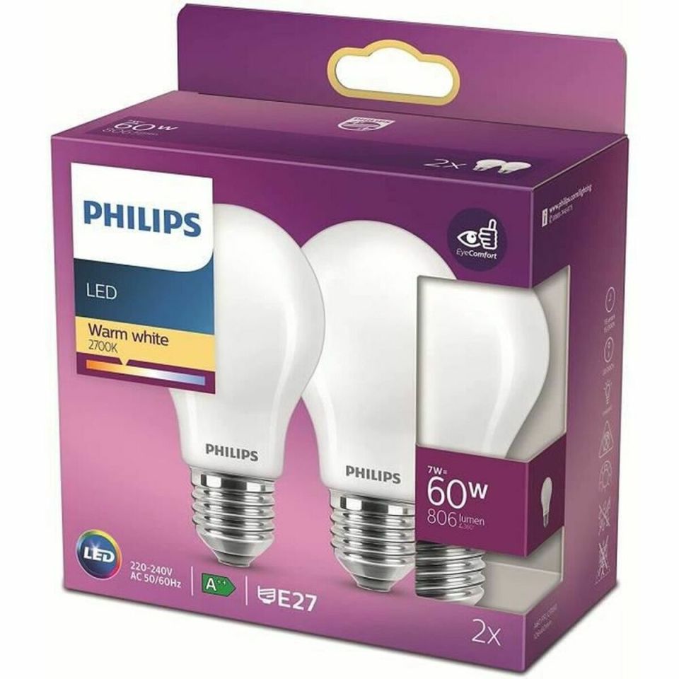 Philips LED standaardlamp E27 2700K 806 lm (2 stuks)